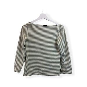 J. Crew Green White Stripe Top